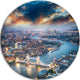 Aerial View Of London At Dusk, Cityscape Photo Disc Metal Wall Art, 23"