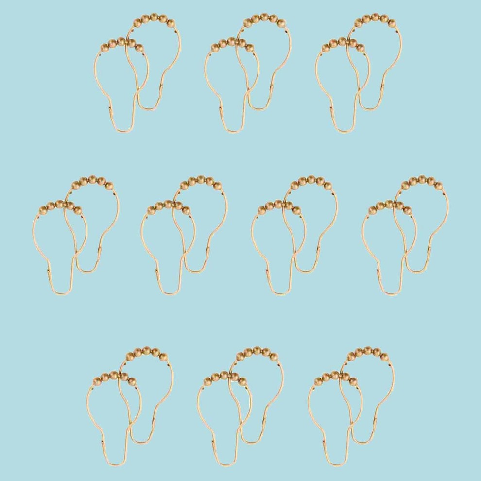 120 All Brass Shower Curtain Hooks Ring Roller Ball Pack of 10 Renovators Supply