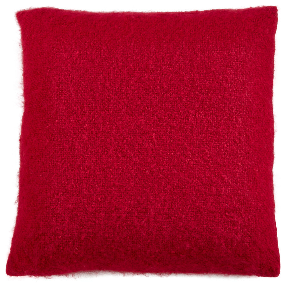Faux Mohair Design Down Filled Throw Pillow, 22"x22", Red