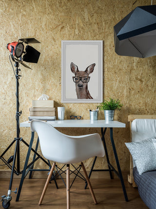 "Brown Hippie Deer" Framed Painting Print, 24"x36"