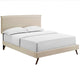 Beige Amaris Queen Fabric Platform Bed with Round Splayed Legs