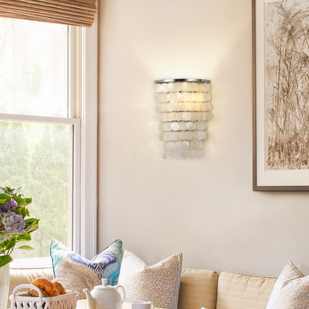 Modern White Natural Shell LED Wall Lamp For Bedroom, Cafe