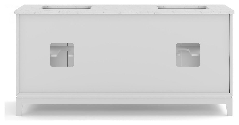 Elizabeth 72" Double Sink Carrara White Marble Vanity, Pure White