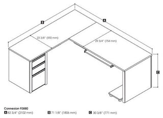 Bestar Connexion L-Shaped Desk in Sandstone