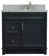 37" Single Sink Vanity, Dark Gray Finish With Gray Granite