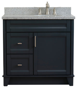 37" Single Sink Vanity, Dark Gray Finish With Gray Granite