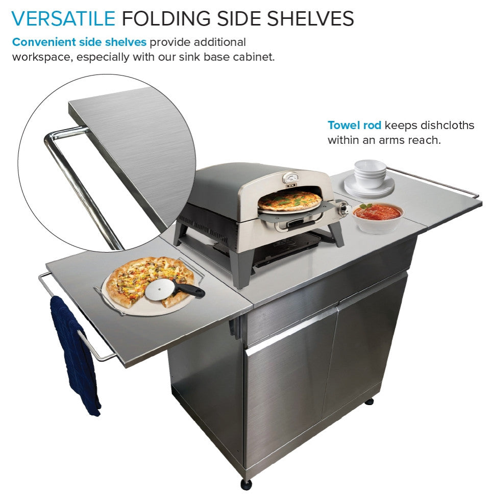 Transolid Single Utility Cabinet Outdoor Kitchen, Standard, Stainless Steel, Single Utility Cabinet With Folding Shelves
