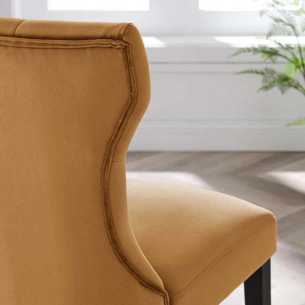 Side Dining Chair, Set of 2, Brown, Velvet, Modern, Cafe Bistro Hospitality