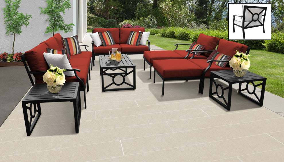 kathy ireland Madison Ave. 12 Piece Aluminum Patio Furniture Set 12h, Cinnamon