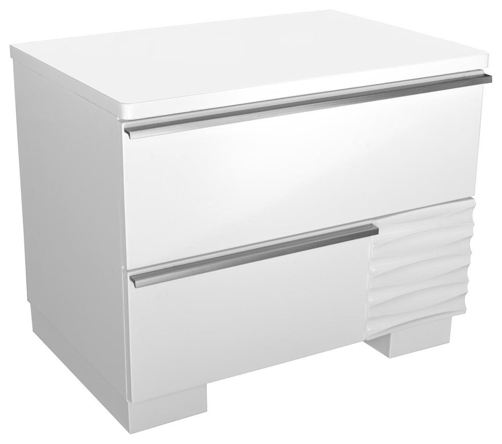 Athens, White Lacquer 2-Drawer Bedroom Nightstand