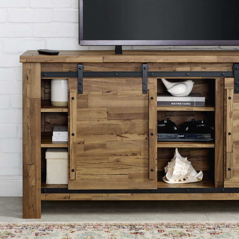 Modern Dining Room Buffet Table Sideboard Media TV Stand, Wood Metal, Walnut