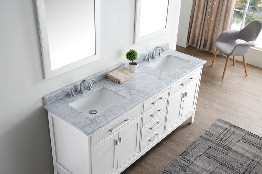 Danny 72" Double Sink Bathroom Vanity Set, White