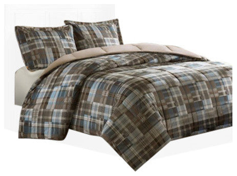 Woolrich White River Plaid Soft Spun Comforter Mini Set, Noho Brown