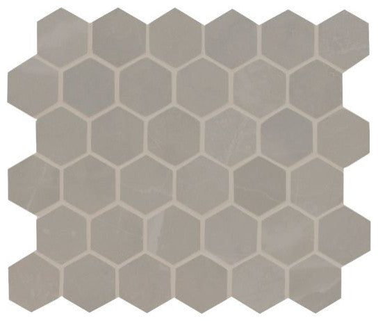 Sande Grey 2X2 Hexagon Matte Porcelain Mosaic, 4x4 or 6x6 Sample