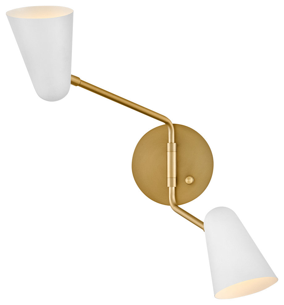 Lark Birdie Large Two Light Sconce, Lacquered Brass