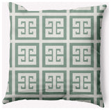 18x18" Greek Key Patterned Nautical Decorative Indoor Pillow, Sage