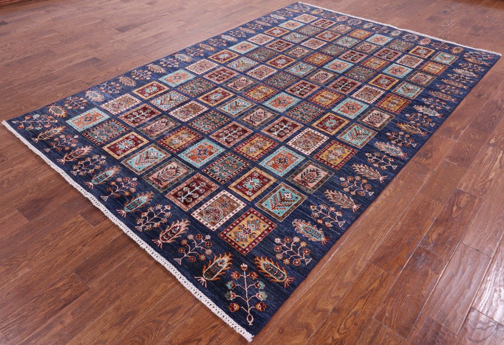 Persian Garden Design Hand-Knotted Wool Rug 6' 6" X 9' 9" - Q12917