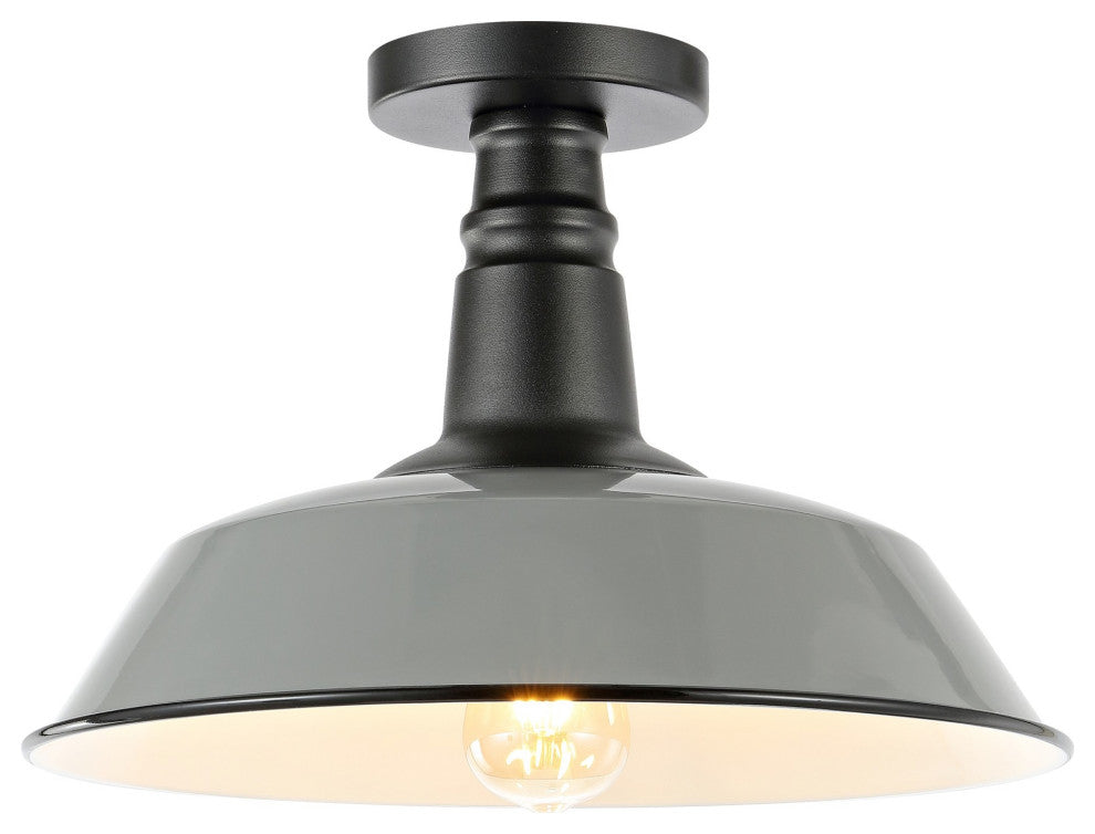 Camila 14" 1-Light Indoor/Outdoor LED Semi Flush Mount, Gray/Black