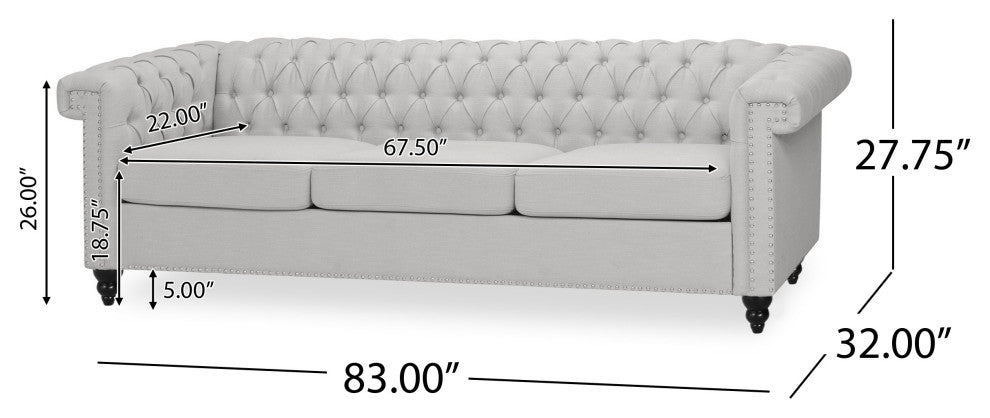 Spencer Tufted Chesterfield Fabric 3 Seater Sofa