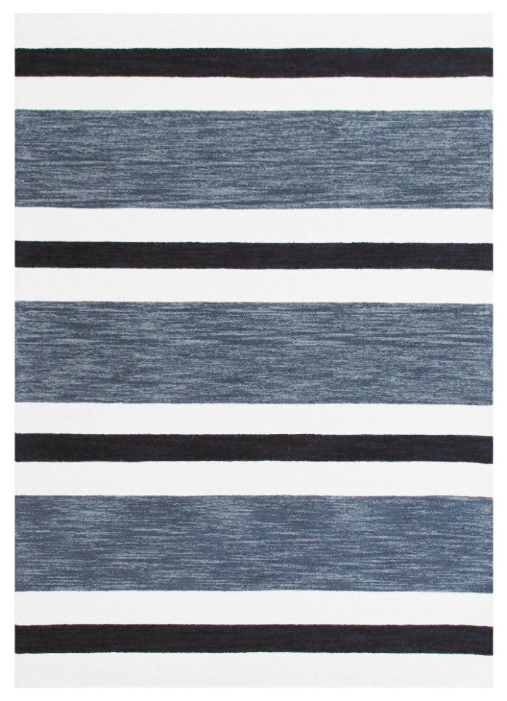 7" x 9" Black and Gray Bold Striped Area Rug