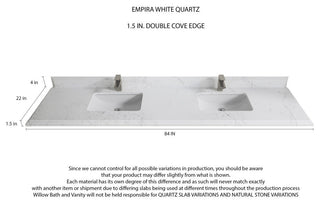 Santa Monica 84 Double Sink Bath Vanity in Graywashed Teak 1.5" Empira Quartz