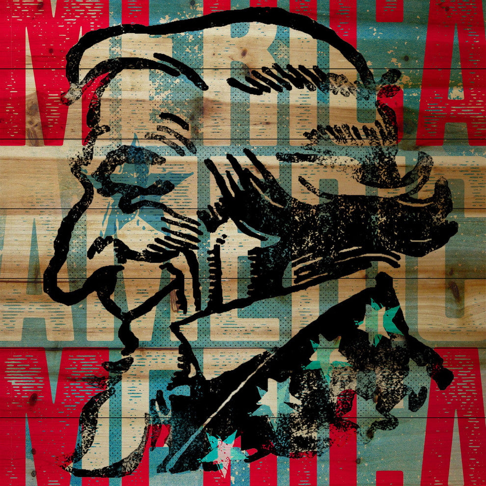 Marmont Hill, "Uncle Sam Smile" by Rick Martin Print on Natural Pine Wood, 40x40