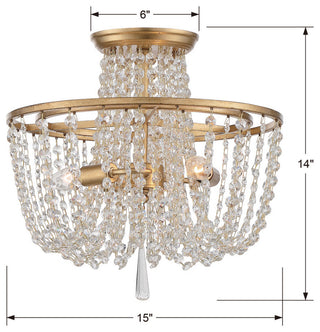 Crystorama ARC-1900-GA-CL-MWP, 3-Light Ceiling Mount, Antique Gold