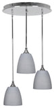 Empire 3-Light Cluster Pendalier, Chrome/Gray Matrix