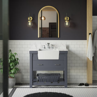 Charlotte 36" Bathroom Vanity, Marine Gray, Carrara Marble Top