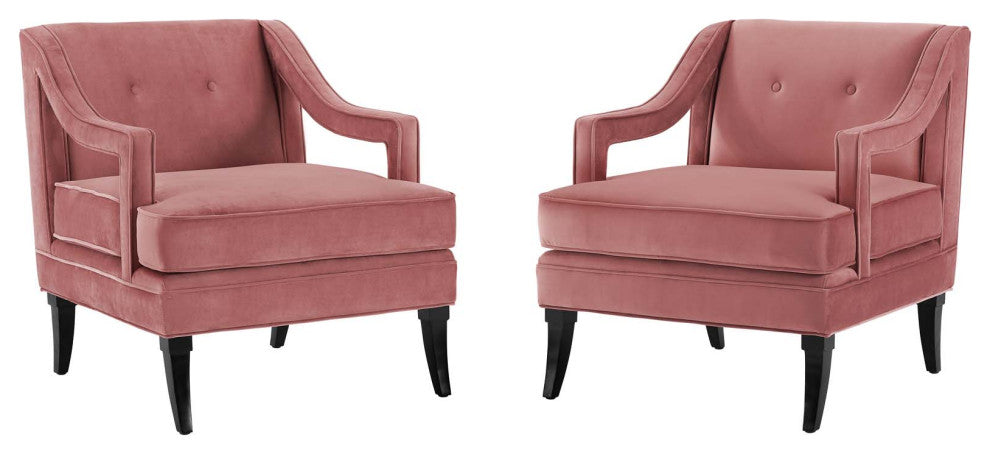 Armchair and Sofa Set, Set of 2, Velvet, Pink, Modern, Living Lounge Hospitality