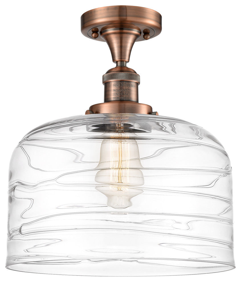 Innovations 517-1CH-AC-G713-L 1-Light Semi-Flush Mount, Antique Copper
