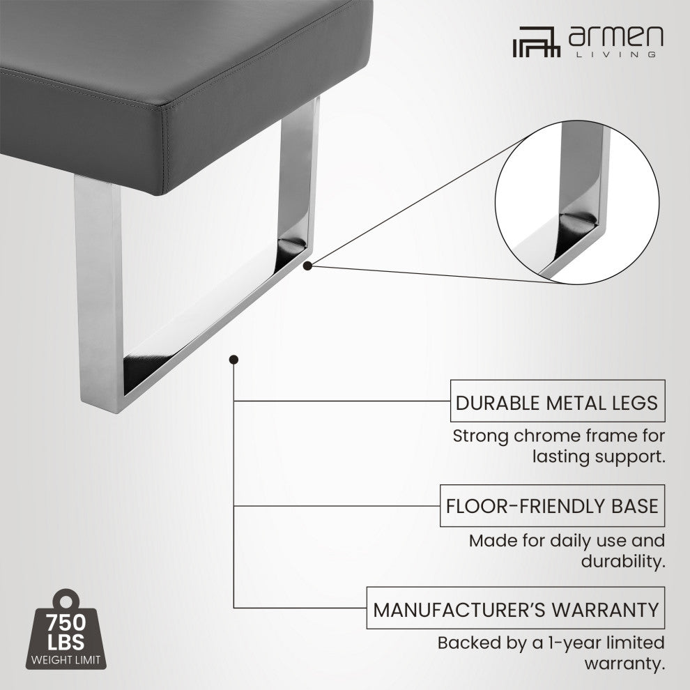 Armen Living Amanda Contemporary Nook Corner Dining Bench in Gray Faux Leather a