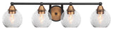 Paramount 4-Light Bath Bar, Matte Black & Brass, 5.75" Smoke Bubble Glass