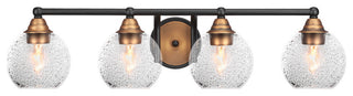 Paramount 4-Light Bath Bar, Matte Black & Brass, 5.75" Smoke Bubble Glass