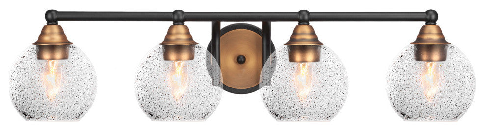 Paramount 4-Light Bath Bar, Matte Black & Brass, 5.75" Smoke Bubble Glass