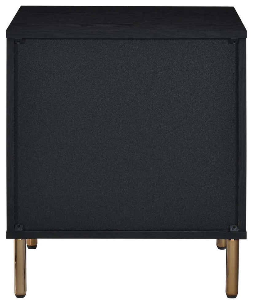 Acme Myles Nightstand Black Silver and Gold Finish