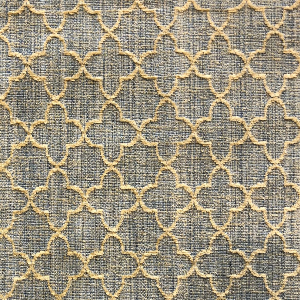 Golden Clove Blue and Beige Luxury Throw Pillow, 24"x24"