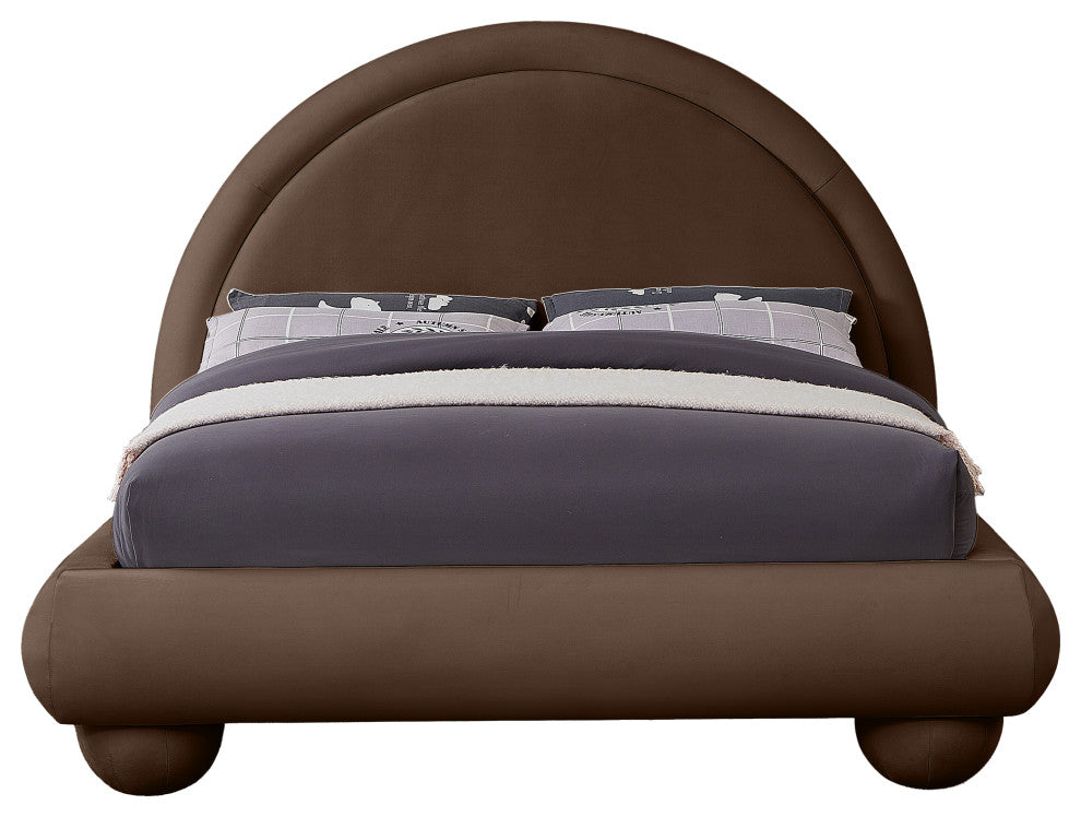 Madrid Upholstered Bed, Brown, Full, Velvet