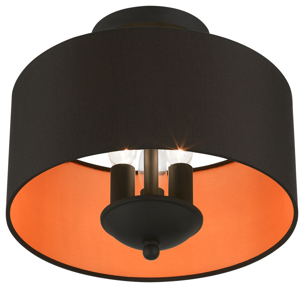 Livex Lighting 3 Light Black Semi-Flush Mount