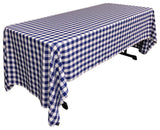 LA Linen Rectangular Gingham Checkered Tablecloth, Royal Blue, 60"x120"