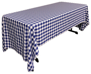 LA Linen Rectangular Gingham Checkered Tablecloth, Royal Blue, 60"x120"
