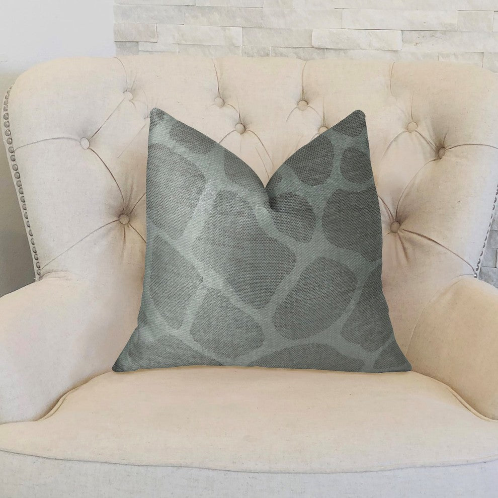 Soft Giraffe Gray and White Handmade Luxury Pillow, 22"x22"
