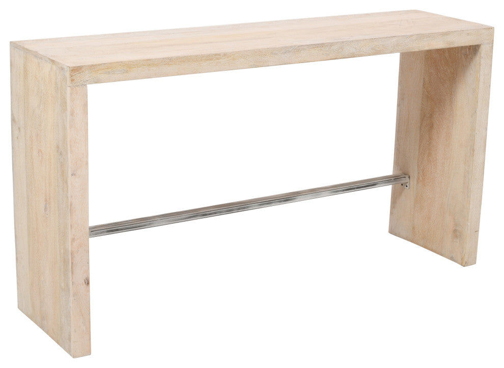 Montez 4-Piece Solid Wood Bar Table and Stools Set, Brushed White Finish