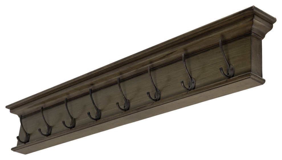 Rustic Antiqued Green Eight Hook Hanging Coat Rack