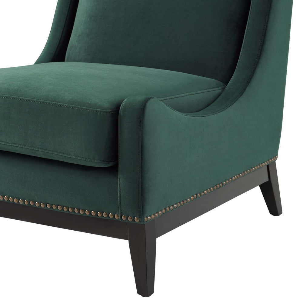Modern Designer Lounge Club Lobby Accent Side Chair, Velvet Fabric, Green