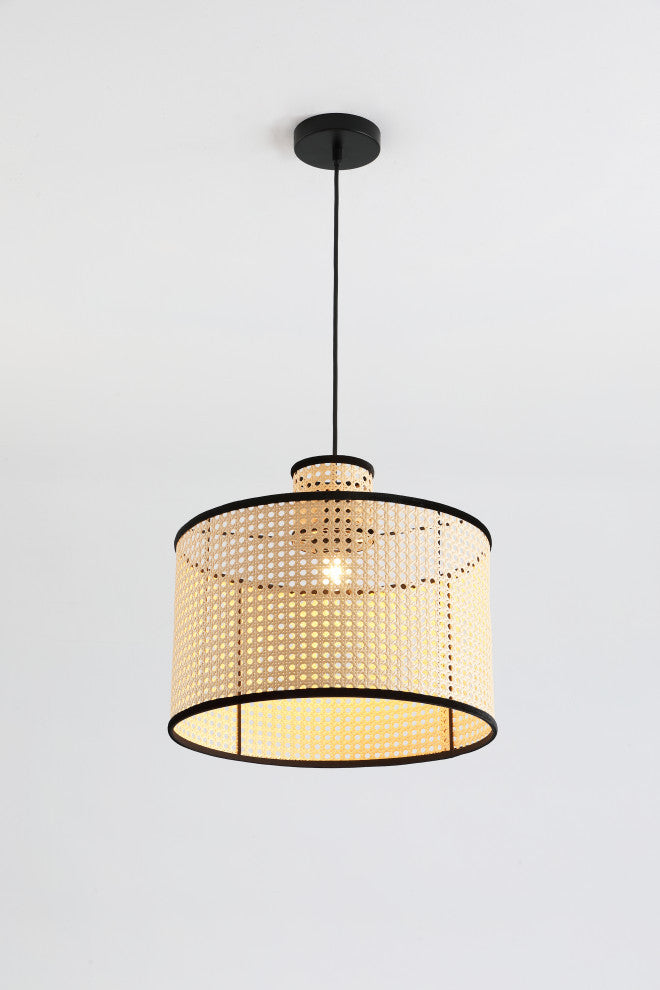 Vidalite Nakuv Rattan And Velvet Pendant Light, Large
