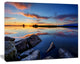 Beautiful Calm Water and Sunset, Large Landscape Canvas Art, 60"x28"