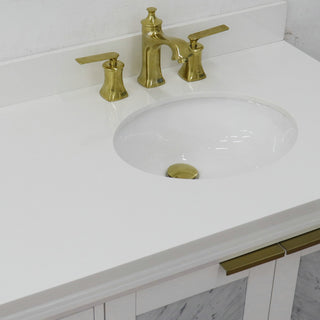 43" Single Vanity, White Finish With White Engineered Stone Top