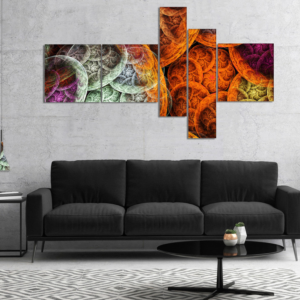 Multi Color Dramatic Clouds, Abstract Canvas Art Print, 60"x32", 5 panels