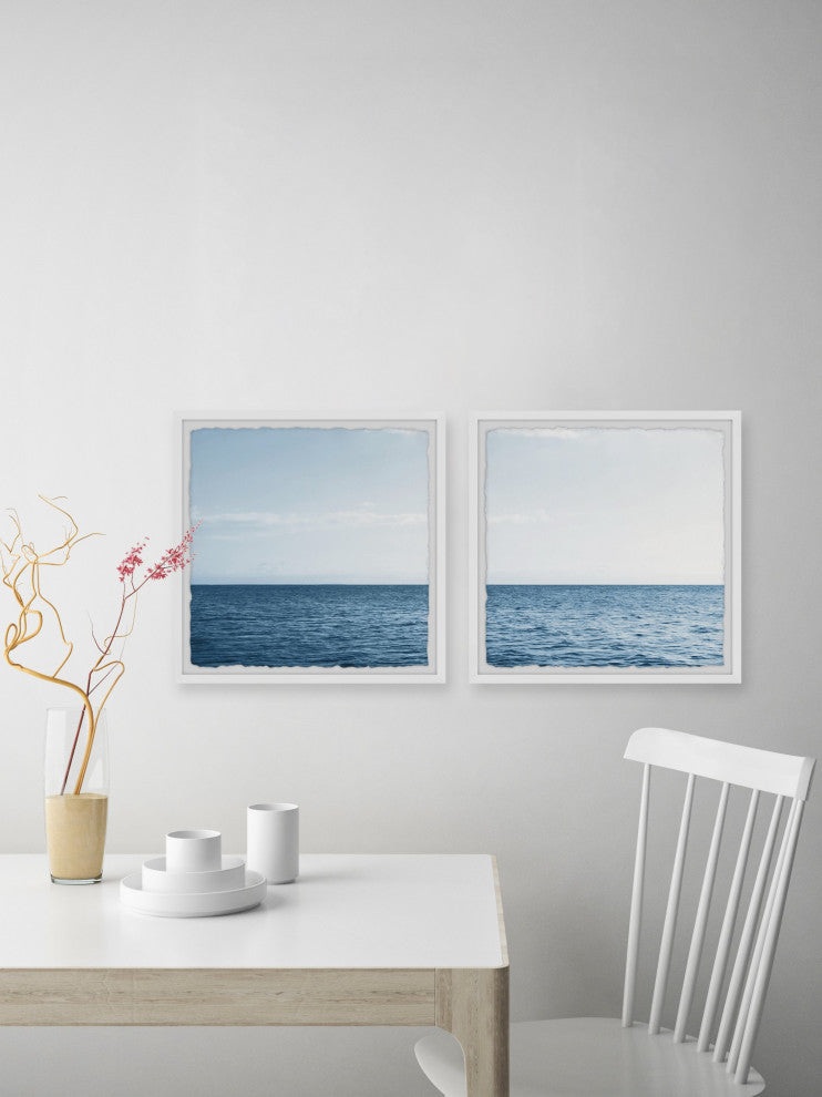 Straight Sea Horizon Diptych, 2-Piece Set, 32x32 Panels